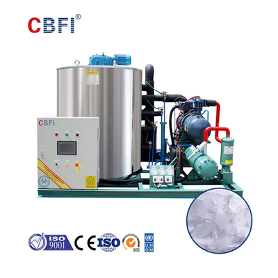 Automatische vlok-ijsmachine 12-45 mm ijsdiameter R404A koelmiddel -5°C ijstemperatuur water/lucht koeling